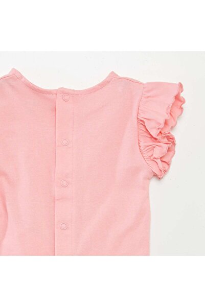 KIABI T-shirt with short ruffled sleeves PINK