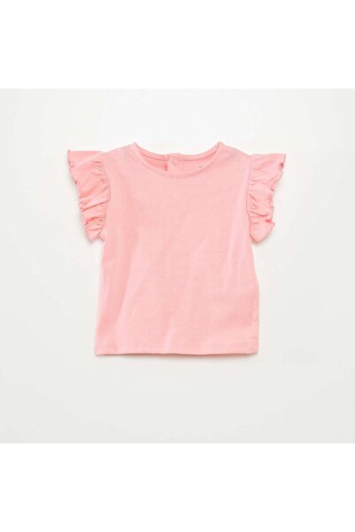 KIABI T-shirt with short ruffled sleeves PINK