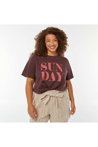 KIABI Short-sleeved printed T-shirt BROWN