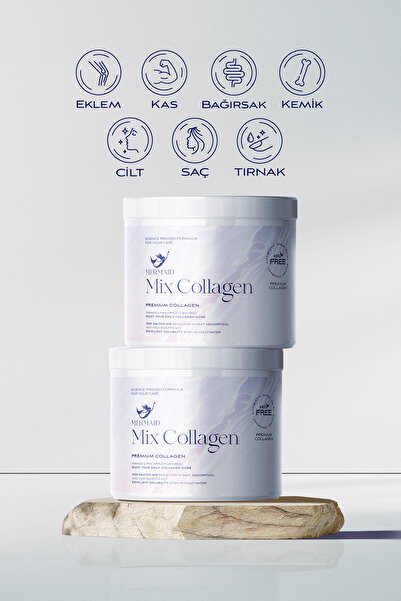 Mermaid Collagen Mix Collagen Fish Collagen, Hyaluronic Acid, Biotin, C Vit. Copper Zinc Mango & Pineapple Aroma - 8 Weeks