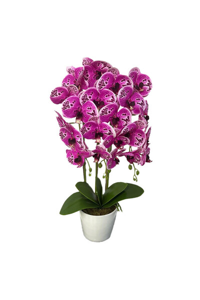velve Orhideea aritificiala cu aspect in ghiveci ceramic, 68 cm, Roz pestrit