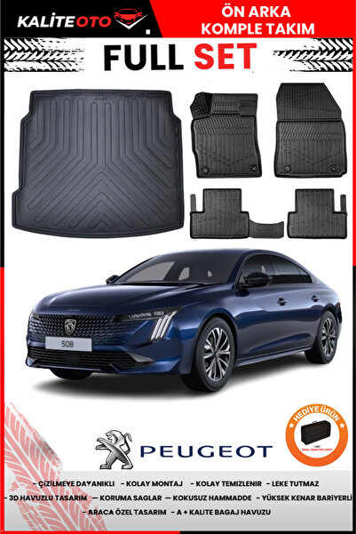 ko kaliteoto Peugeot 508 2020 Model Bagaj Havuzu+Paspas Takımı Full Set+Hediyeli