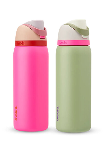 owala FreeSip® Pack of 2 Pink & Green Stainless Steel Insulated Water Bottle ...