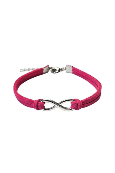 Wild Bracelets Brățară Infinit, piele întoarsă, roz aprins, lucrată manual de