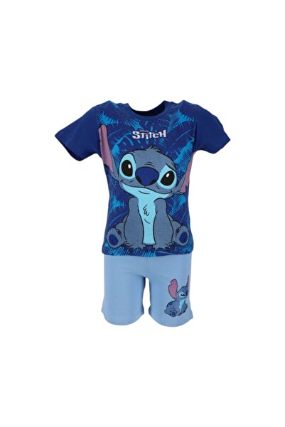 Stitch Πιτζάμες καλοκαιριού με κοντά μανίκια, μπλε ναυτικό, Lilo &