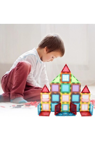 PROCART Magnetic building set with 45 pieces, multicolor, Magnetic Tiles, 3D castle