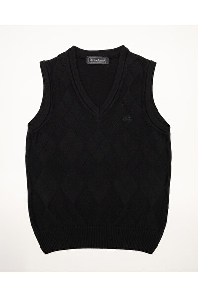 Doctor junior Erkek Çocuk Baklava Desenli Siyah Okul Süeter