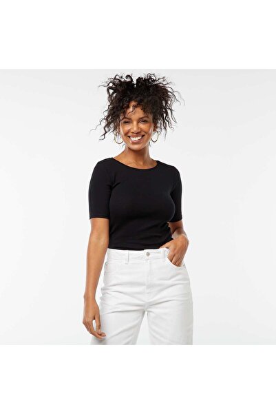 KIABI Basic T-shirt with short sleeves. BLACK