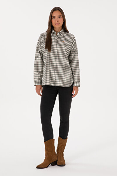 U.S. Polo Assn. Kadın Koyu Yeşil Uzun Kollu Gömlek 50316679-VR079