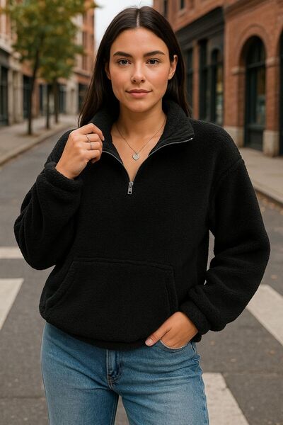 Wish BF Beyaz Dik Yaka Oversize Peluş Sweatshirt