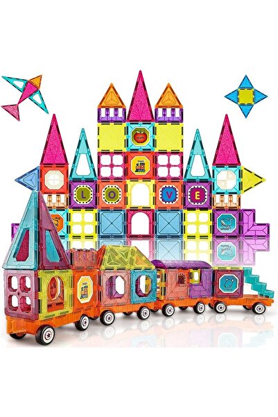 PROCART Set magnetic, construcție trenuleț, jucărie DIY cu 71 de piese, diverse forme geometrice, multicolor