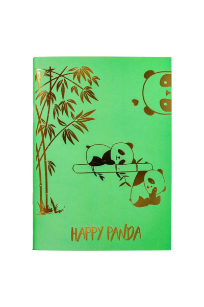Dörtel Tedarik Happy Panda Mottolu Unlined Notebook
