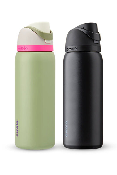 owala FreeSip® Pack of 2 Green & Black Stainless Steel Insulated Water Bottle 32oz