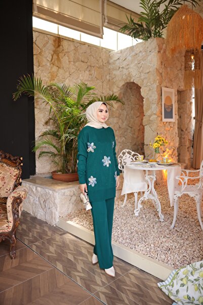 HMZ Modest Dress with Floral Pearls Set