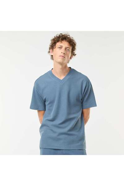 KIABI V-neck knit T-shirt BLUE