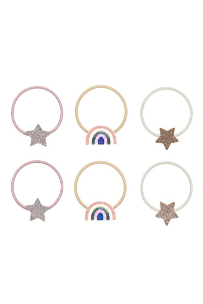 MIMI LULA Mimi & Lula Rainbow & Star Πακέτο με 6 λαστιχένιες πόρπες