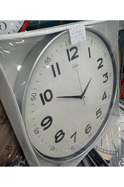 Galaxy Exculusive Beyaz Kadran Gümüş Çerçeve Duvar Saati