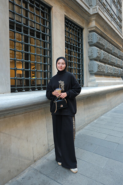 LOCCO Γυναικείο Σετ Δύο Τεμάχια με Λεοπάρ Μοτίβο Μαύρο