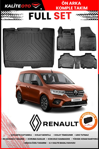 ko kaliteoto Renault Kangoo 2022-2023-2024-2025 Model Bagaj Havuzu+Paspas Tak...