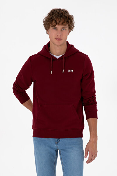 U.S. Polo Assn. Erkek Regular Fit Kapüşonlu Şardonlu Bordo Basic Sweatshirt 50315582-VR014