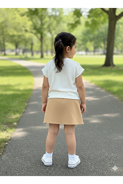 FESSHERA KİDS Girl's Suit Set with Skirt | Short Sleeve Blouse and Pleated Skirt 2-Piece Set | Holiday and Everyday Wear