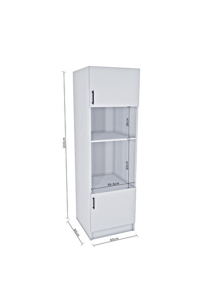 ASES Esl0192 Çok Amaçlı Ankastre Fırın ve Mikrodalga Kiler Boy Dolap 2 Kapaklı Raflı Beyaz