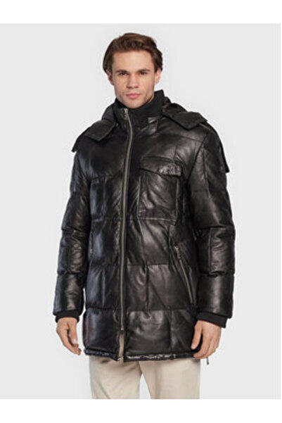 BUGATTI Ανδρικό Δερμάτινο Μπουφάν 222048 Μαύρο