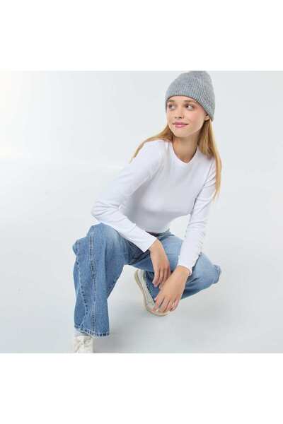 KIABI تي شيرت قصير أساسي باللون الأبيض