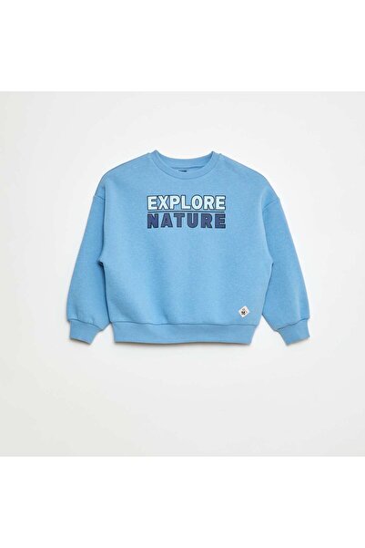 KIABI Fleece Crew Neck Sweatshirt BLUE
