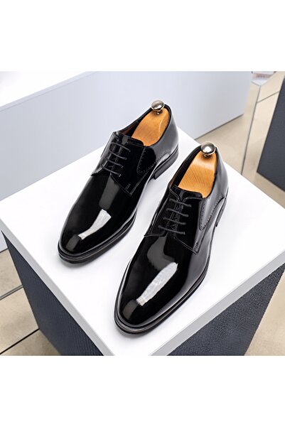 Modlet.ro Pantofi eleganți bărbătești din piele neagră lucioasă MOD11568