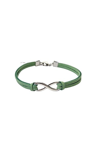 Wild Bracelets Brățară Infinity, piele întoarsă, verde, lucrată manual de
