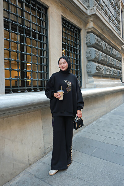 LOCCO Γυναικείο Σετ Δύο Τεμάχια με Λεοπάρ Μοτίβο Μαύρο