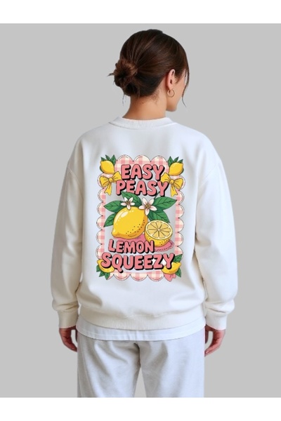 ArtYus Tricou unisex cu mânecă lungă Easy Peasy Lemons Transfer pe spate cu i...