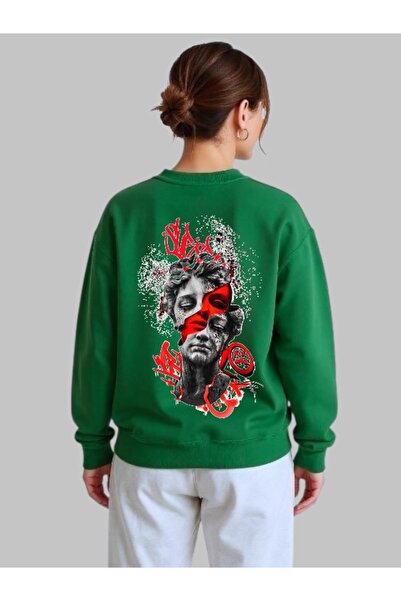 ArtYus Tricou unisex cu mânecă lungă Sculpture Back Transfer cu imprimeu gule...