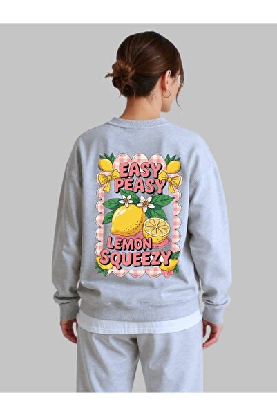 ArtYus Tricou unisex cu mânecă lungă Easy Peasy Lemons Transfer pe spate cu i...