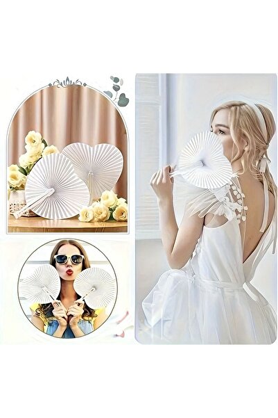 Genel Markalar Gelin Yelpazesi Kalp Şeklinde Kağıt Bride Fotoğraf Çekimi Düğün Nişan Parti Aksesuarı