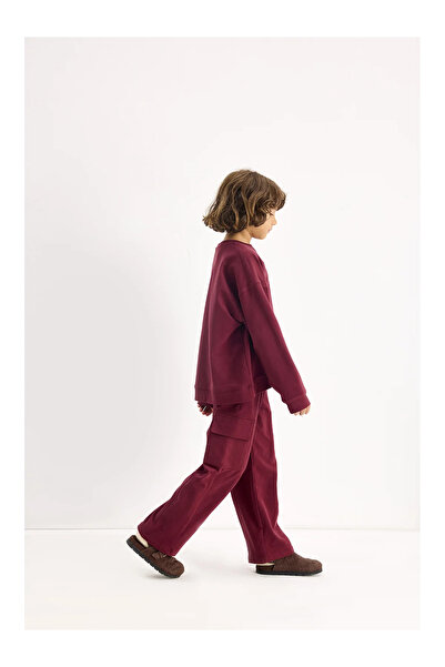 Marvy Burgundy Oversize Embroidered Sweatshirt
