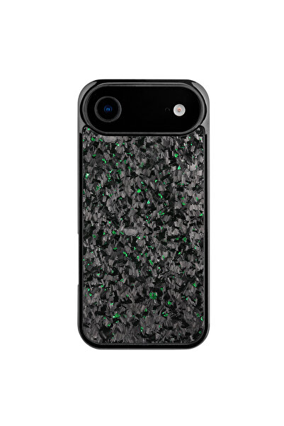 solarae Shockproof iPhone 17 Air Case – Black Crystal Carbon Fiber with Green...