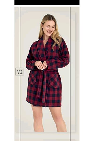 KLY روب نسائي من الصوف المربعات