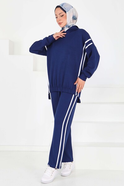 TOFİSA ριγέ Modal Διπλό Σετ Ναυτικό Μπλε - 27710