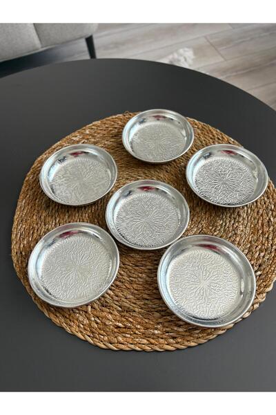 Layla Copper 6'lı Desenli Bakır Çerezlik - Kahvaltılık - Reçellik - Sunumluk Çerezlik Set (10 CM X 2,3 CM) meze