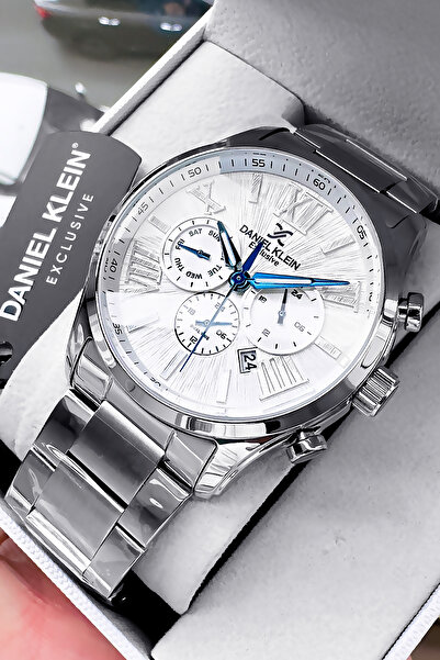 Daniel Klein Exclusive Gift Men's Wristwatch Waterproof Silver Color Steel Cord Gift Bracelet Dke2115C8