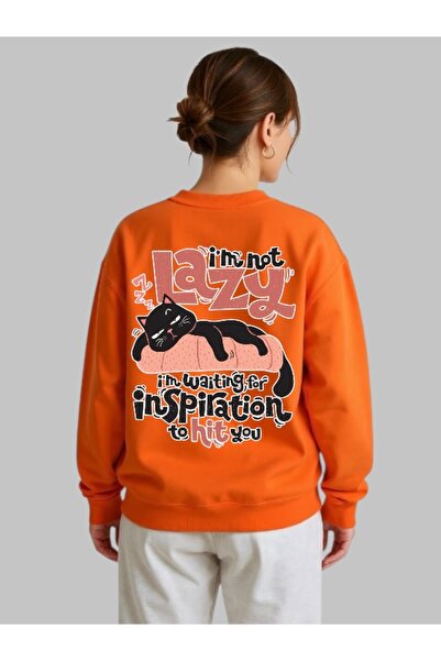 ArtYus سويت شيرت للجنسين بأكمام طويلة مطبوع عليه Lazy Cat Cat Back Transfer و...