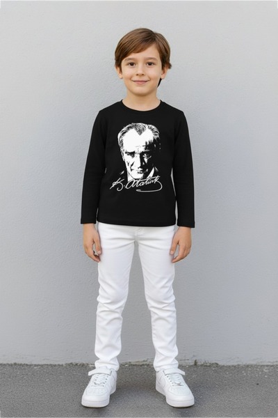 FATELLA Children's Ataturk Printed Long Sleeve T-Shirt Pants Set