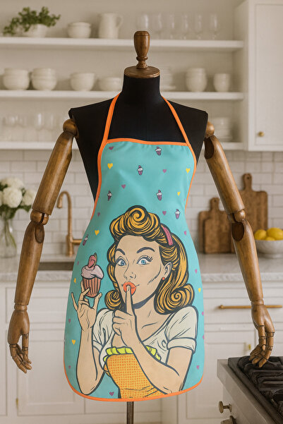 Limon Soft مريلة مطبخ مطبوعة رقميًا مقاومة للماء ومقاومة للبقع باللون الأشقر