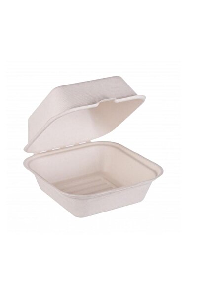 Bioco Set 125 caserole biodegradabile hamburger cu capac rabatabil, 15x15x7cm