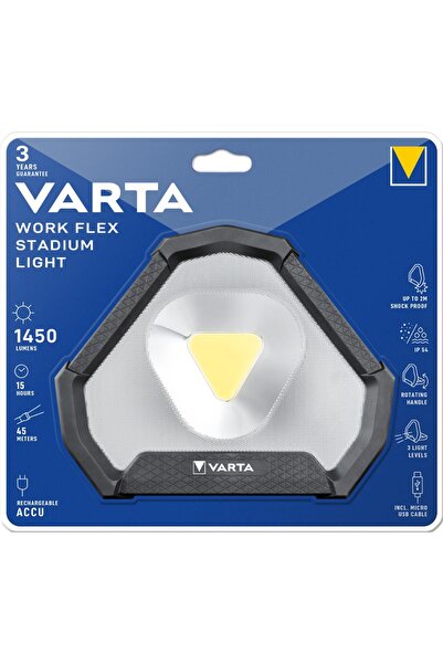 Varta Lanterna LED de lucru Work Flex Stadium Light, rechargeable, 1450 lm, I...