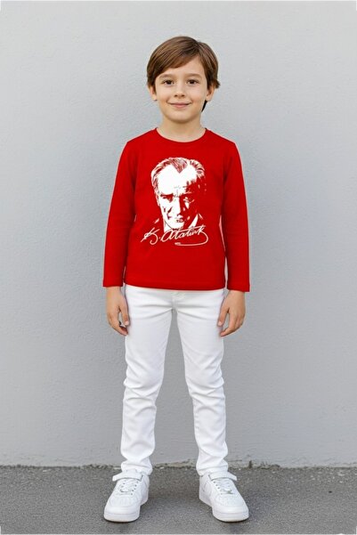 FATELLA Children's Ataturk Printed Long Sleeve T-Shirt Pants Set