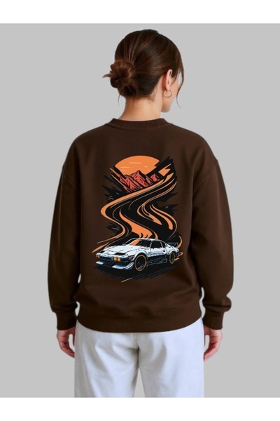 ArtYus Унисекс дълъг ръкав с принт на автомобилни пътища на гърба и велосипед...