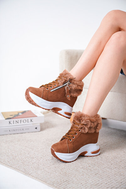 Cananın Pabuçları CNP 01-01 GİZLİ TOPUKLU KÜRK DETAYLI BAĞCIKLI BOT